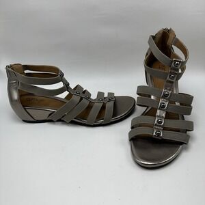 Euro Sofft RAYELLE Strappy Gladiator Sandals Studded Flats Zip 10M VEGAN